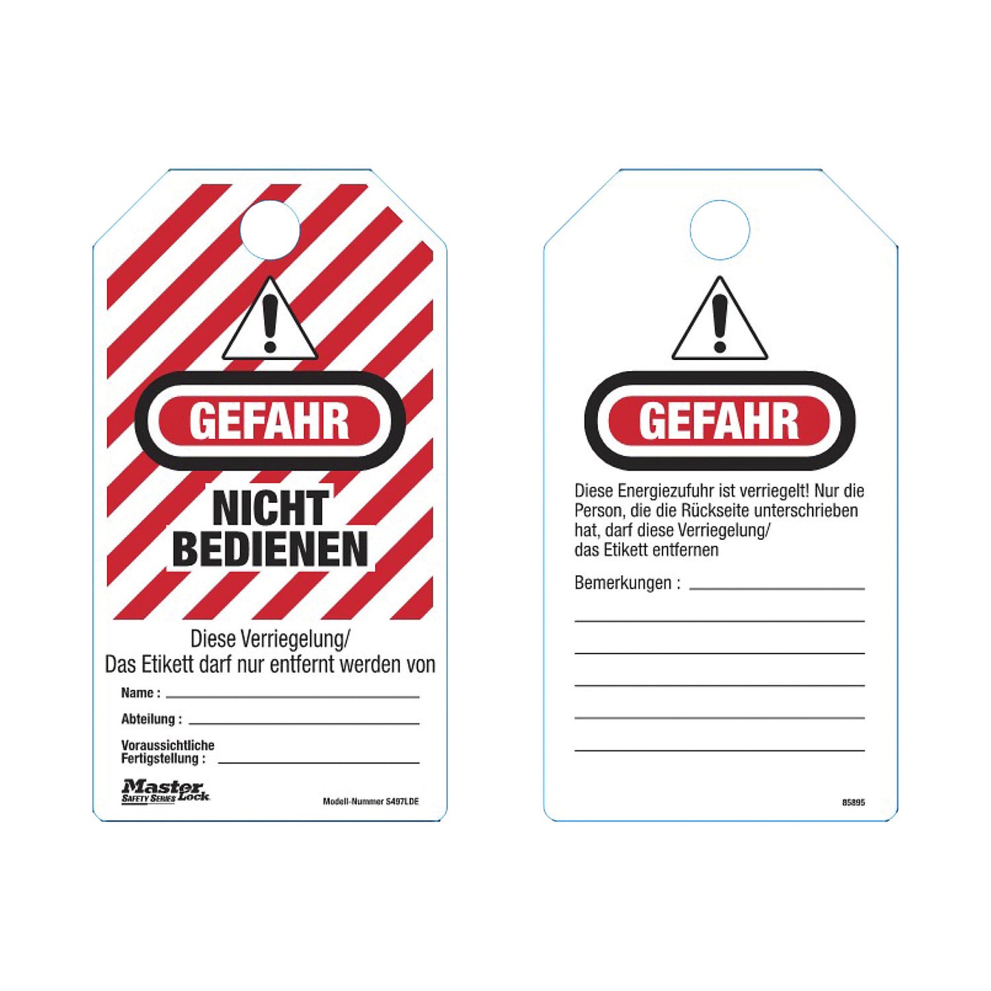 Locking label, pack of 12, hazard: Do not operate, DE.