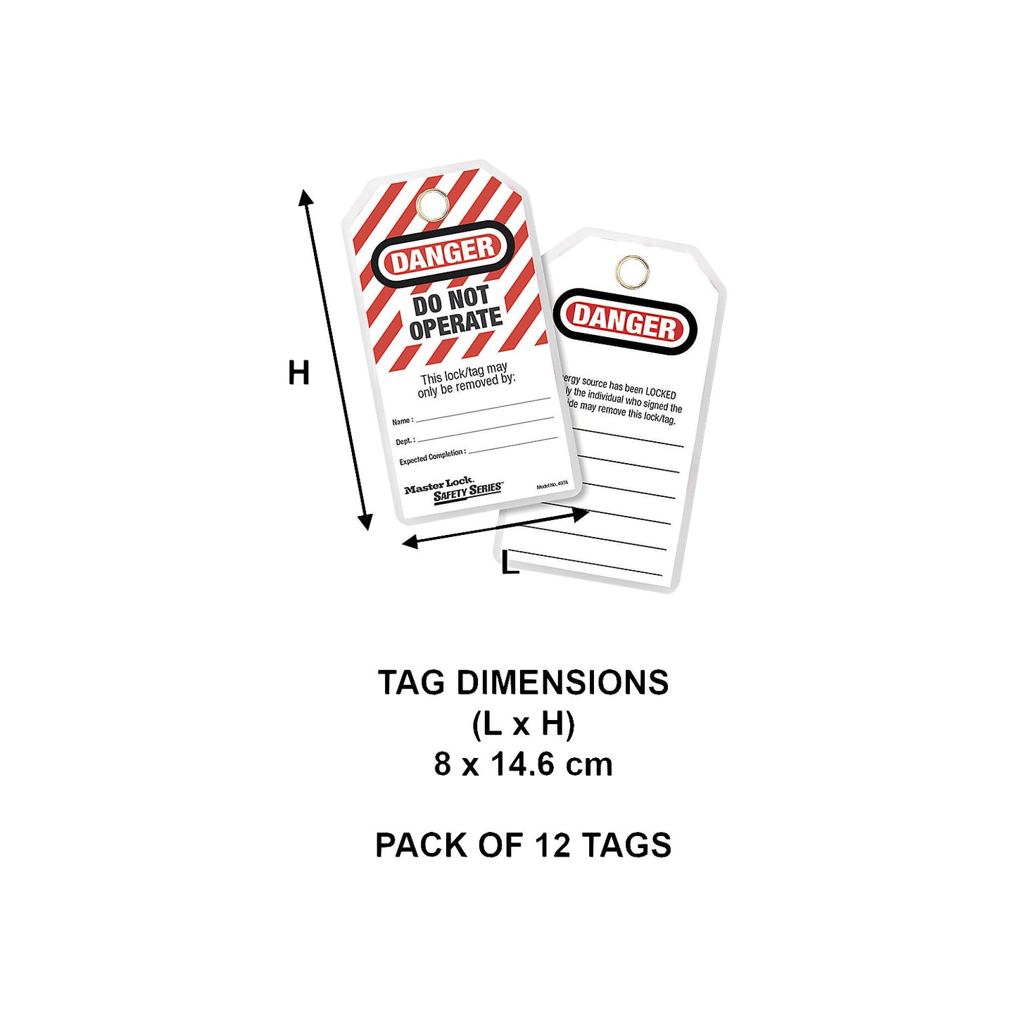 Laminated safety tag, pack of 12, Danger: Do not operate, EN.