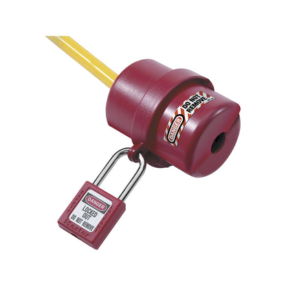 Lock for electrical plug-in connections, plastic, 110 - 220 V plug.