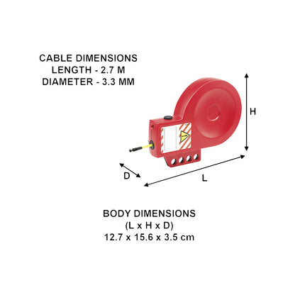 Cable lock with retraction, Ø 9,5 mm, red, with nylon core.