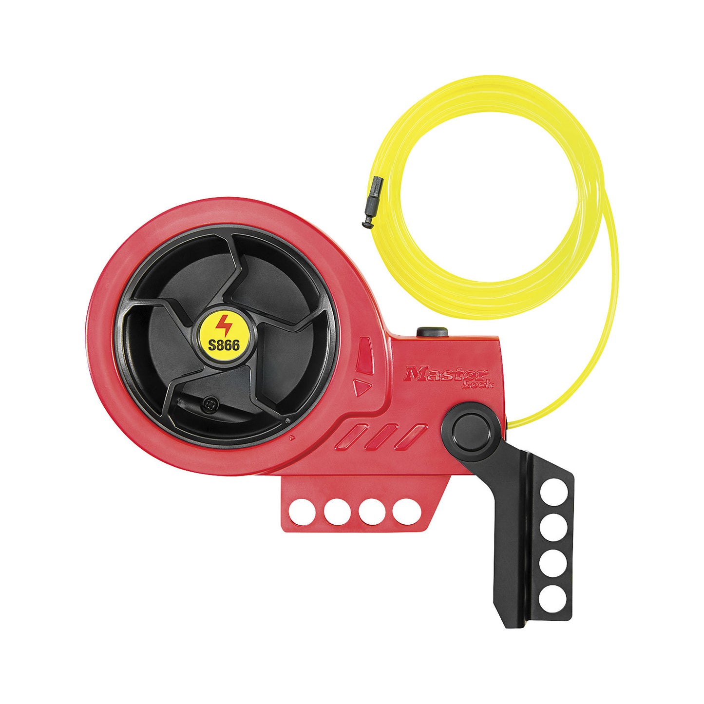 Cable lock with retraction, Ø 9,5 mm, red, with nylon core.