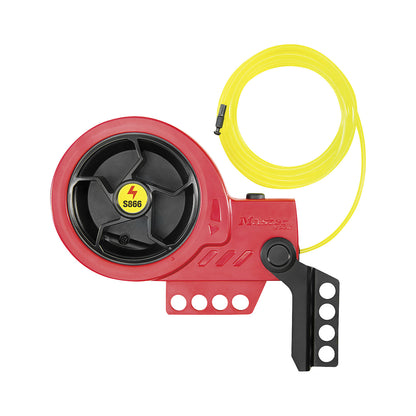 Cable lock with retraction, Ø 9,5 mm, red, with nylon core.