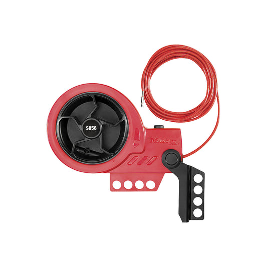 Cable lock with retraction, Ø 9,5 mm, red, with steel core.