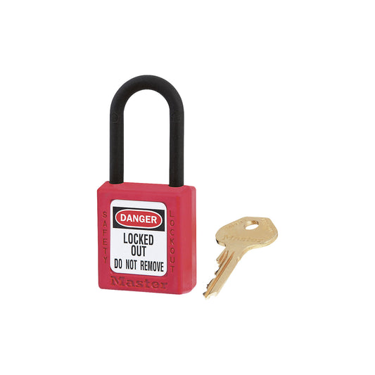 Zenex™ padlock, plastic shackle, with key retention, pack of 6, height 44 mm.