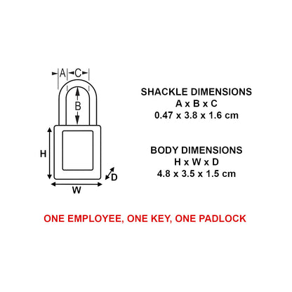 Zenex™ padlock, stainless steel shackle, for outdoor use, pack of 6, height 48 mm.