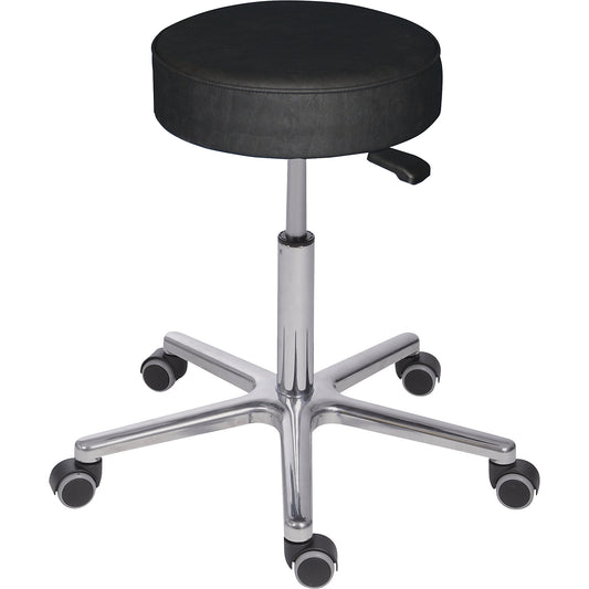 XXL industrial stool 180 kg, gas lift height adjustment, vinyl, black.