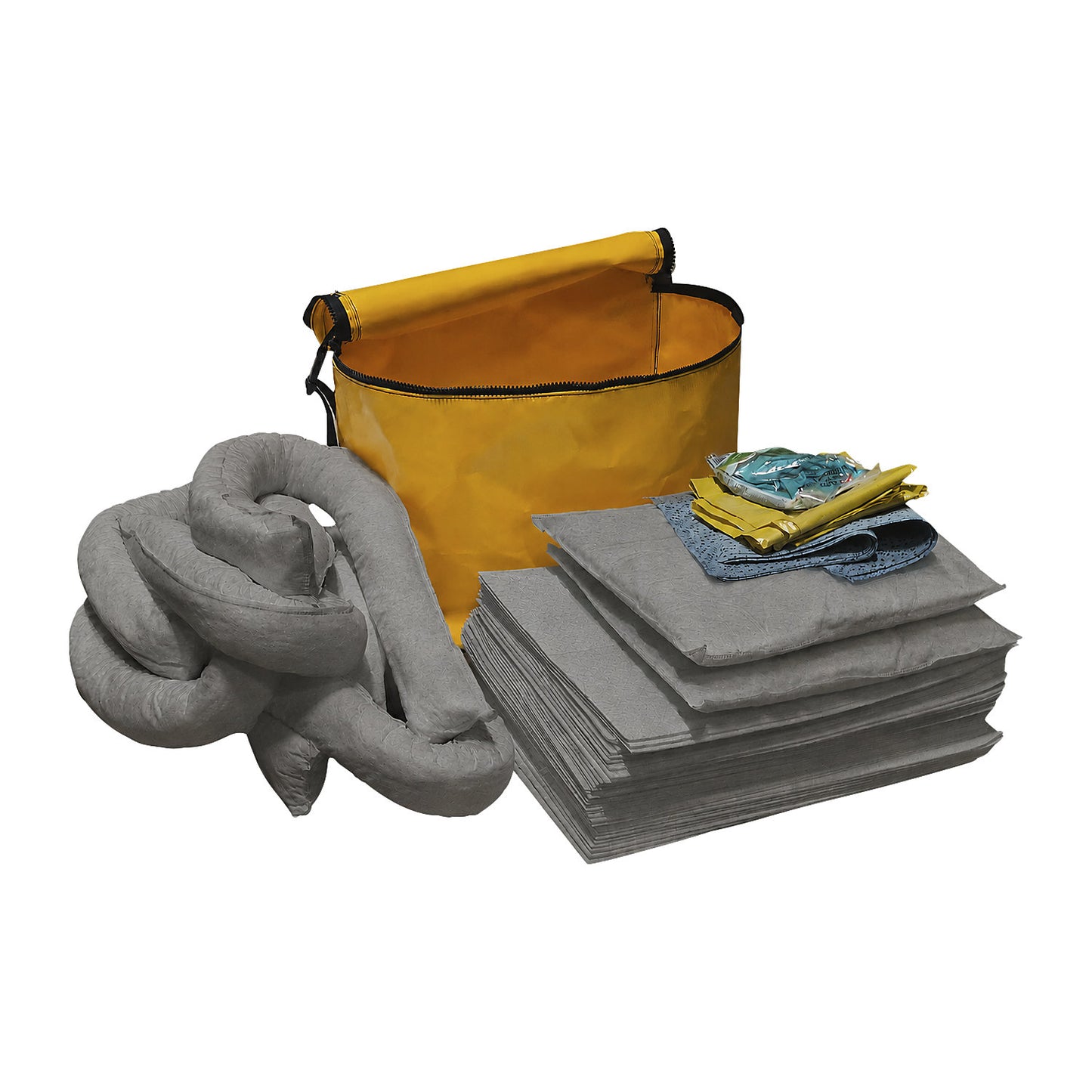 Emergency spill kit in PVC bag, absorption 75 l, universal model, grey.
