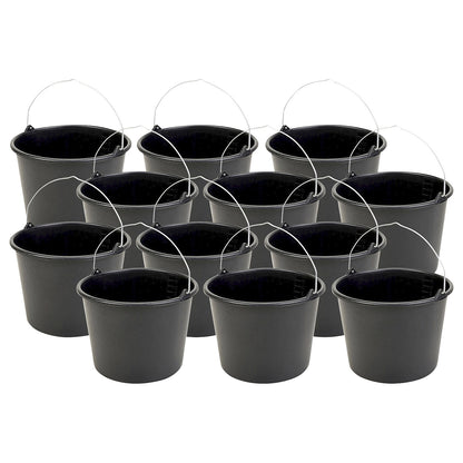 Bucket, capacity 12 l, pack of 12, black.