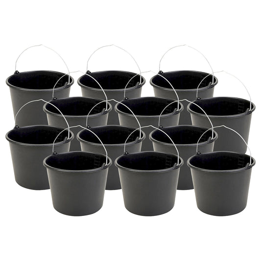 Bucket, capacity 12 l, pack of 12, black.