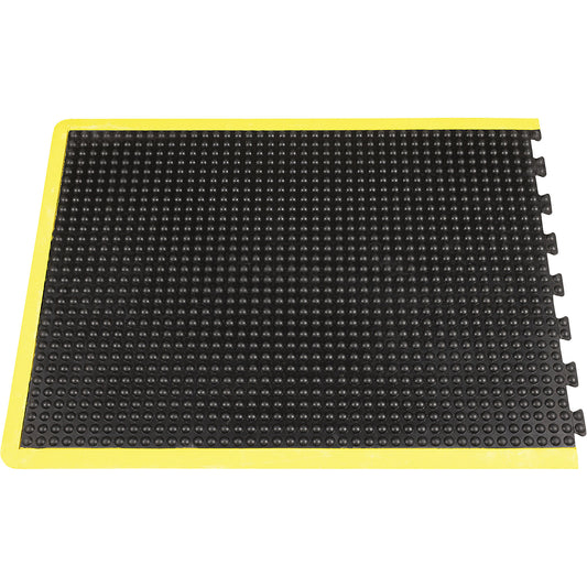 Yoga Dome Basic anti-fatigue matting, black/yellow, LxW 1200 x 900 mm, end piece.