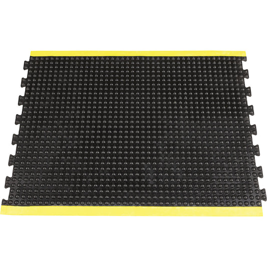 Yoga Dome Basic anti-fatigue matting, black/yellow, LxW 1200 x 900 mm, centre piece.