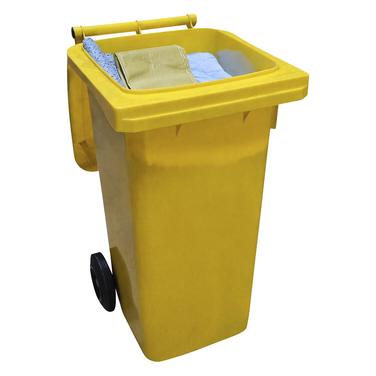 Spill emergency kit in a mobile container, absorption 100 l, oil model, blue.