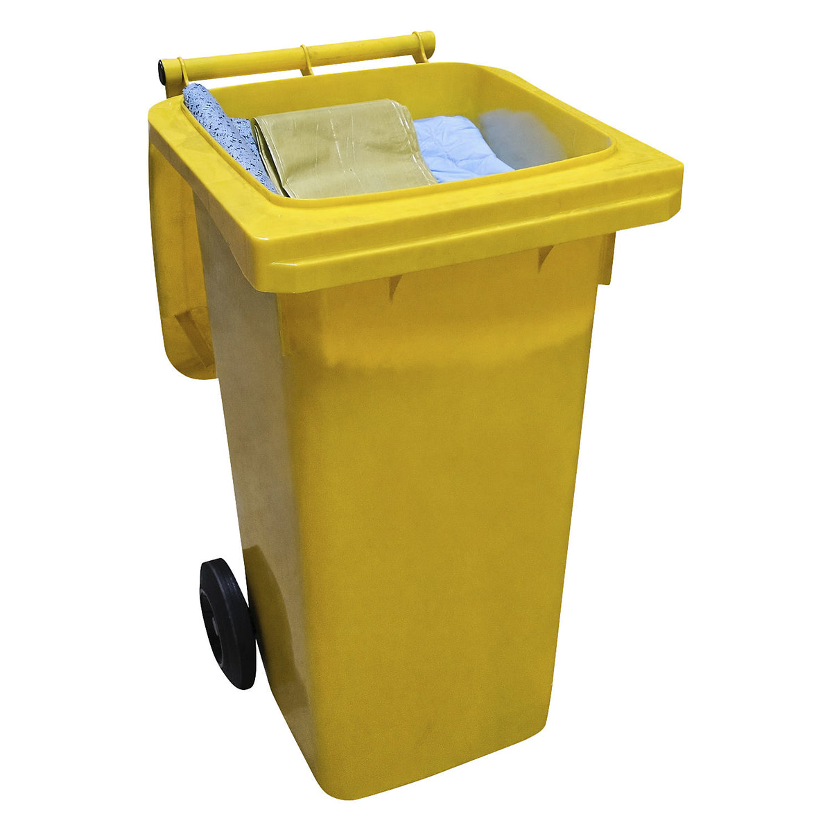 Spill emergency kit in a mobile container, absorption 100 l, oil model, blue.