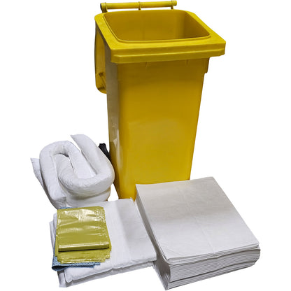 Spill emergency kit in a mobile container, absorption 100 l, oil model, white.