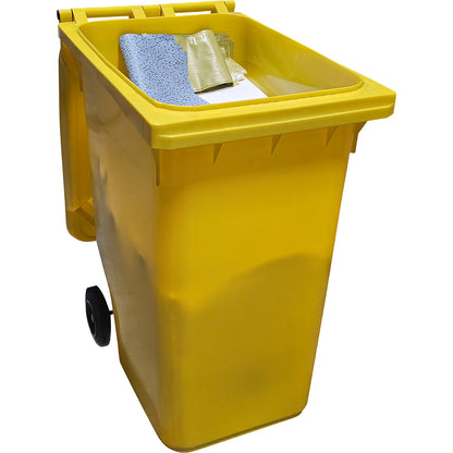 Spill emergency kit in a mobile container, absorbency 300 l, oil model, white.
