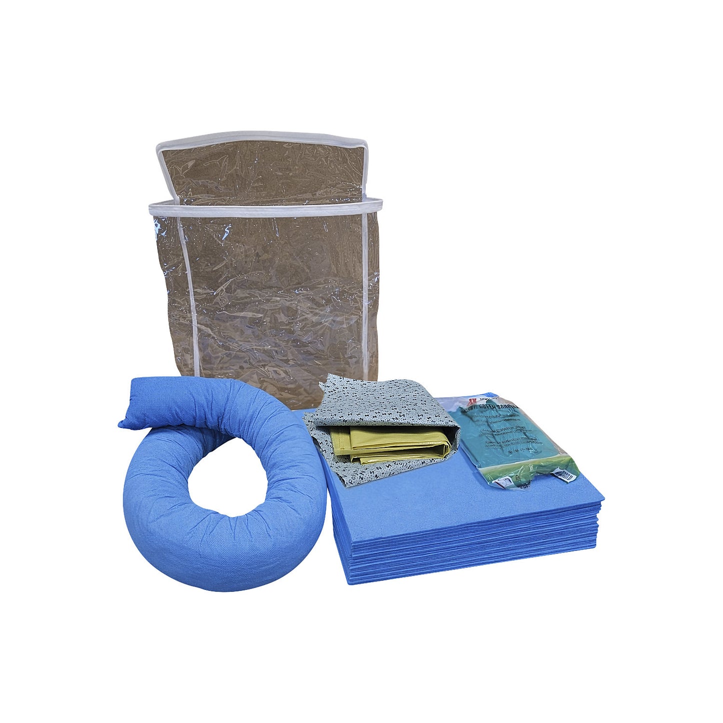 Spill emergency kit in carrying bag, absorption 20 l, oil model, blue.