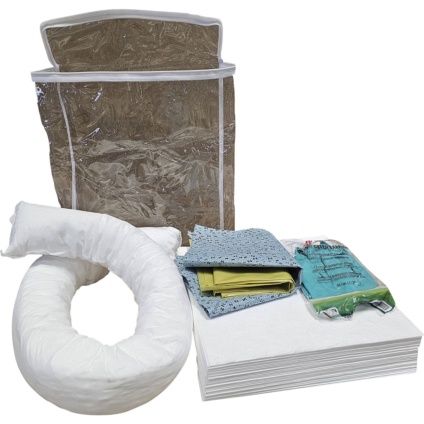 Spill emergency kit in carrying bag, absorption 20 l, oil model, white.