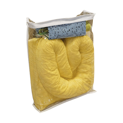 Spill emergency kit in carrying bag, absorption 20 l, chemicals model, yellow.