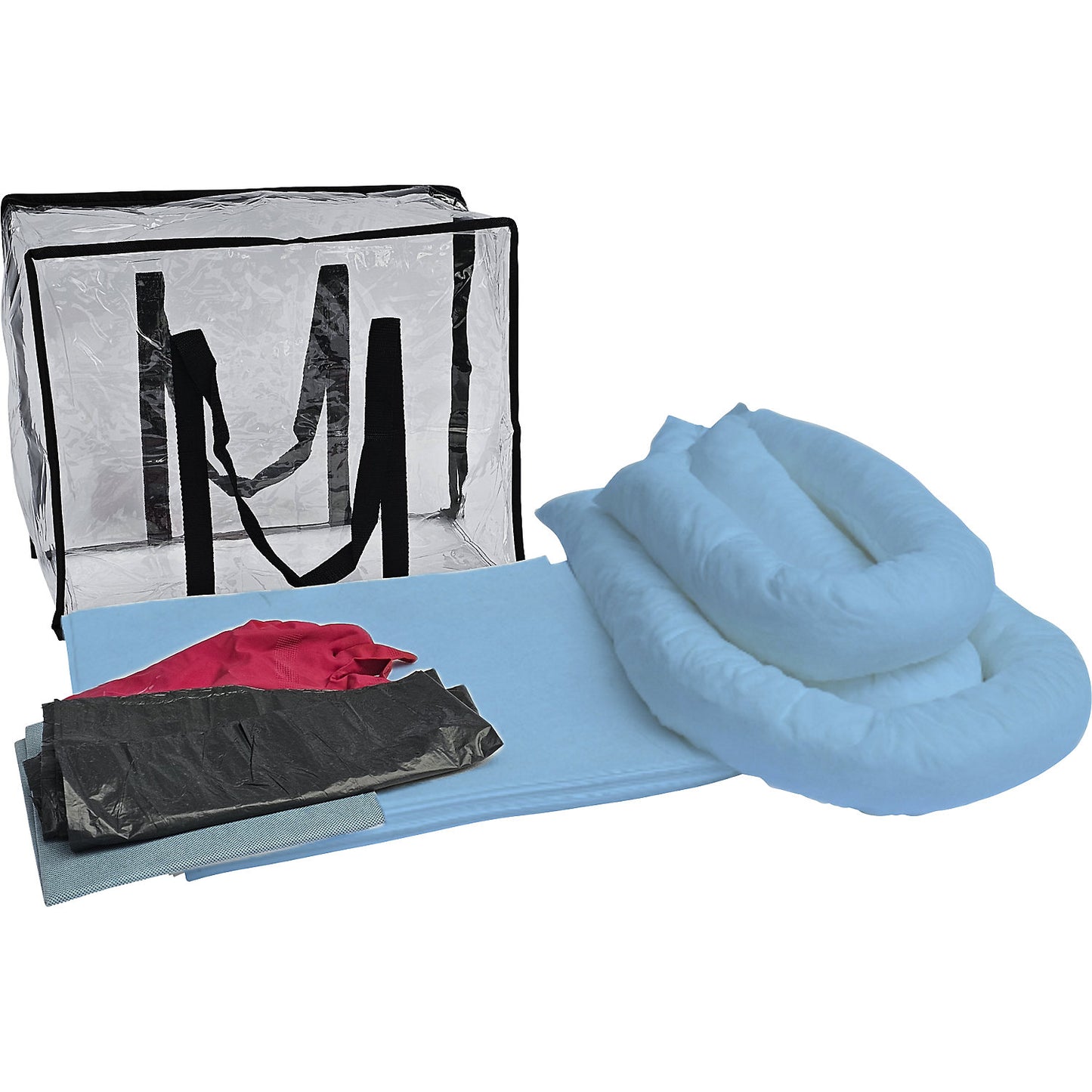 Spill emergency kit in carrying bag, absorption 50 l, oil model, blue.