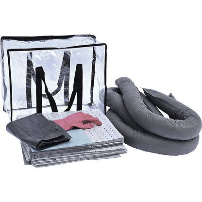 Spill emergency kit in carrying bag, absorption 50 l, universal model, grey.