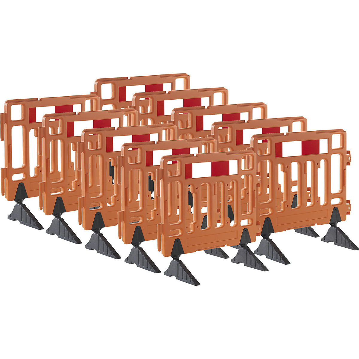 Plastic barrier fencing, length 1.1 m, pack of 10, orange.