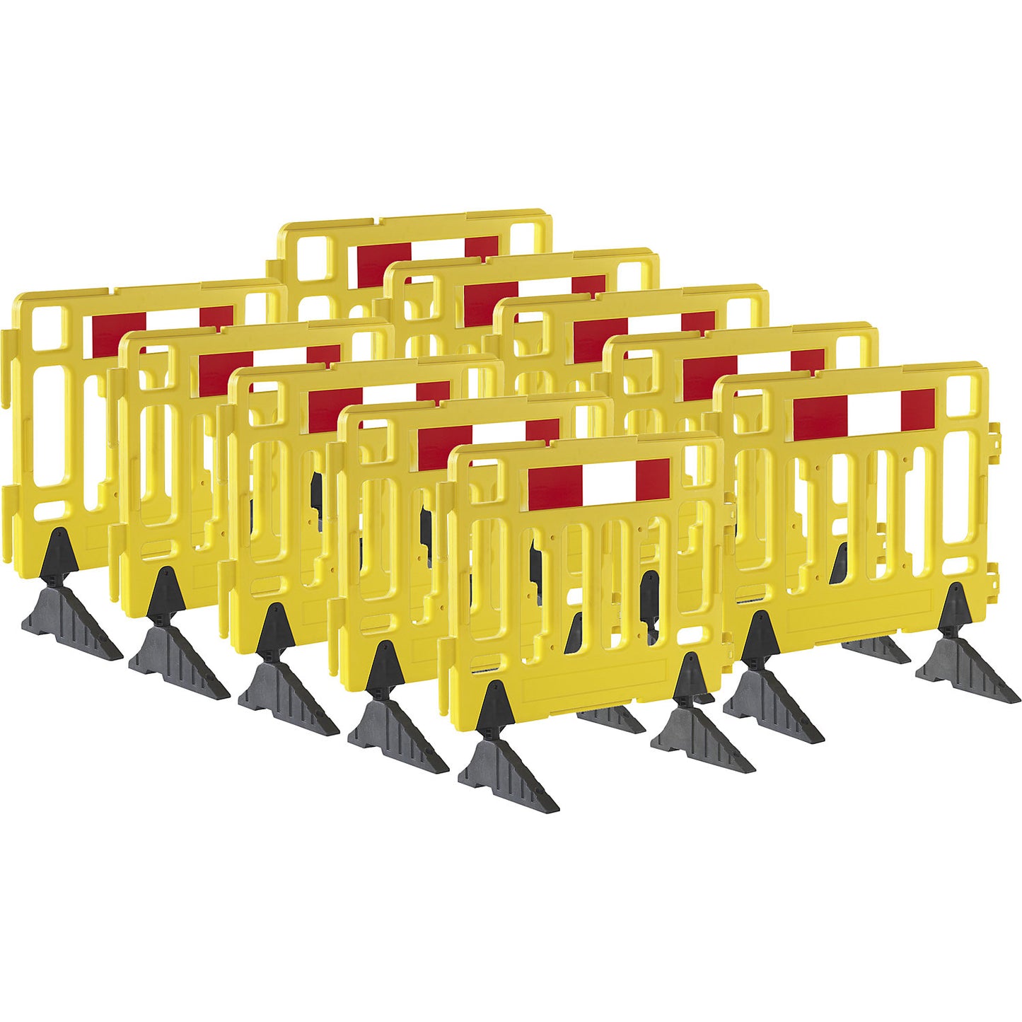 Plastic barrier fencing, length 1.1 m, pack of 10, yellow.