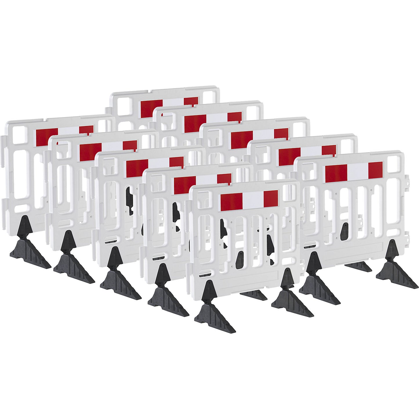 Plastic barrier fencing, length 1.1 m, pack of 10, white.