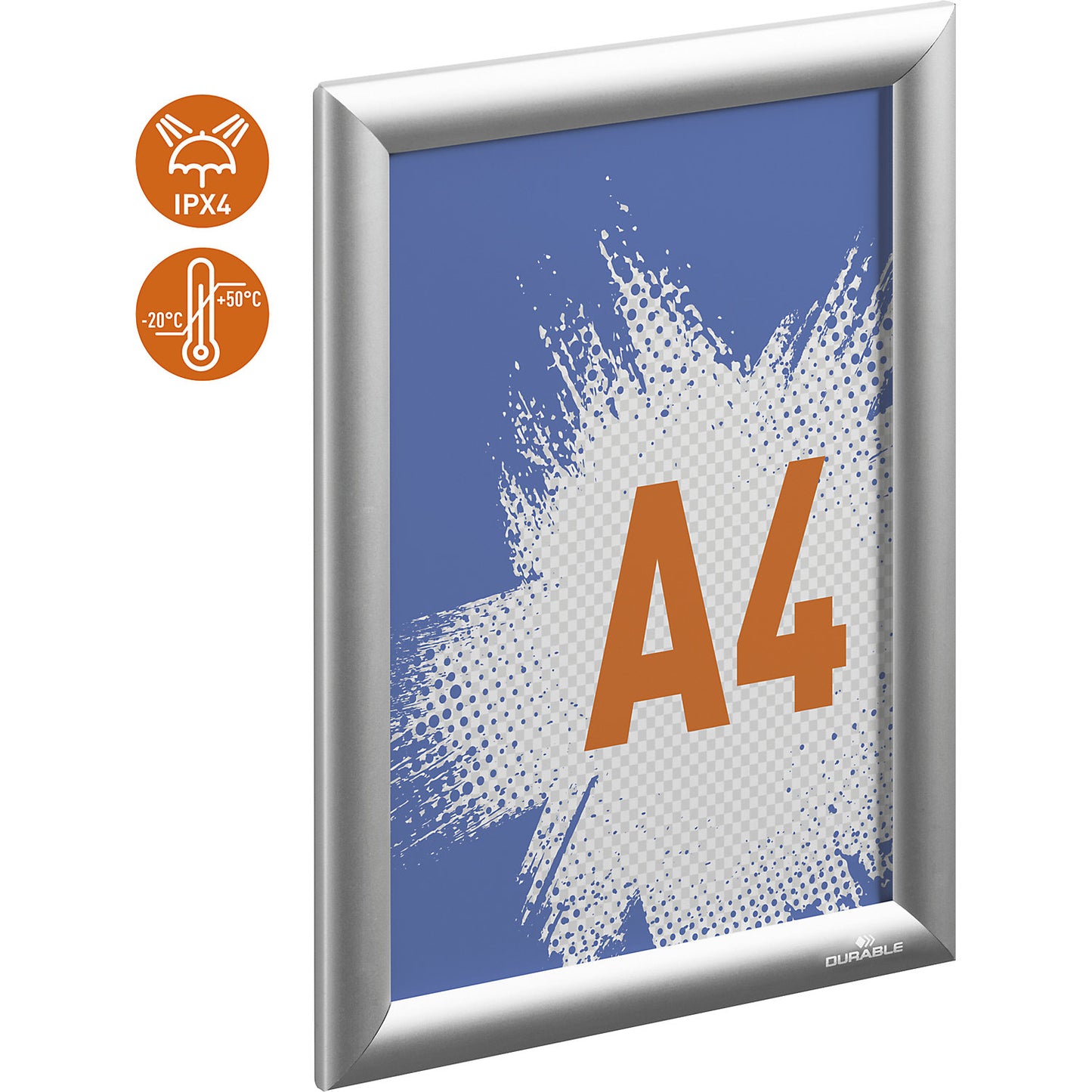 Robust aluminium snap frame outdoor, aluminium, anodised, HxW 350 x 260 mm, A4 format.