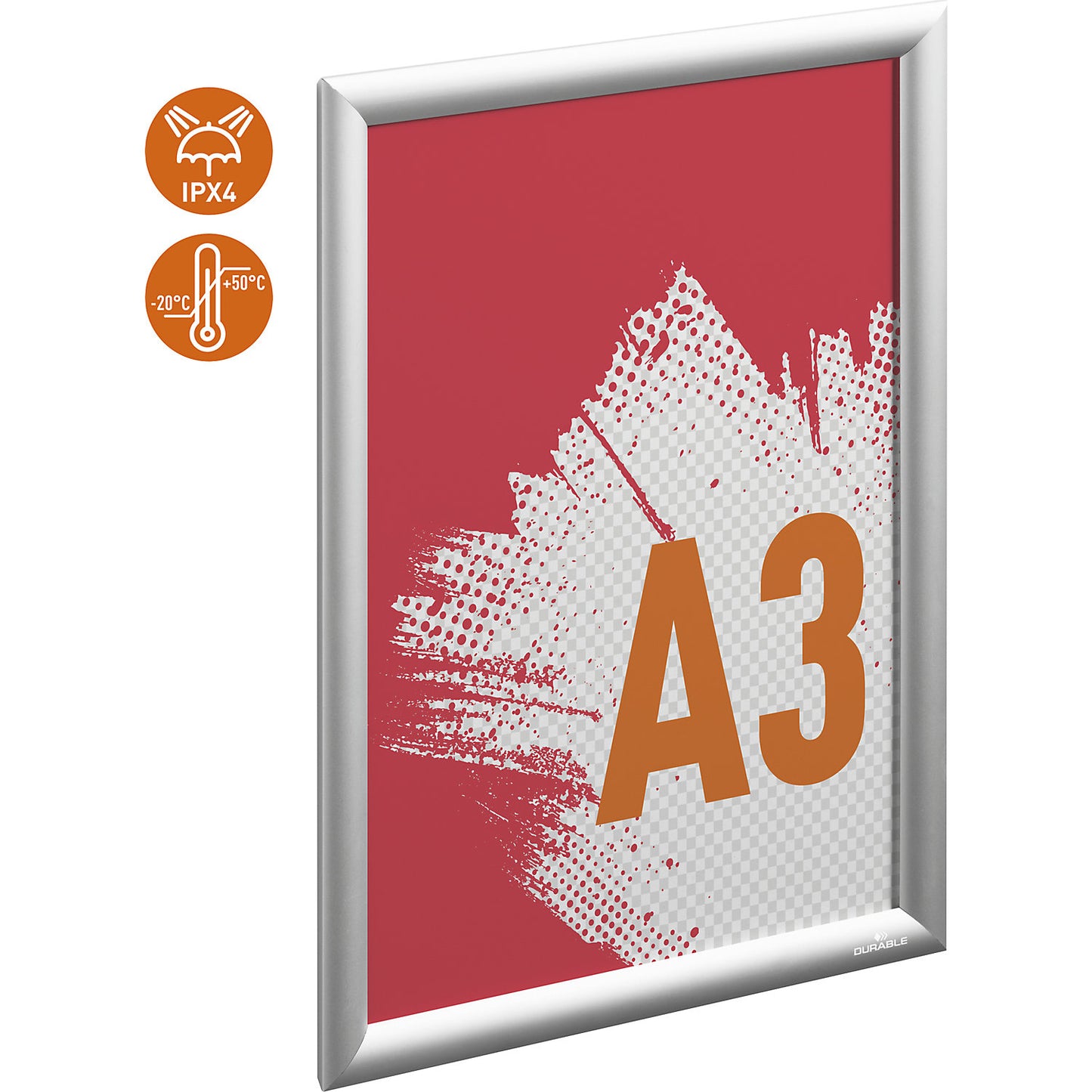 Robust aluminium snap frame outdoor, aluminium, anodised, HxW 470 x 350 mm, A3 format.