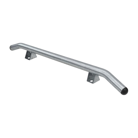 Wheel stopper, steel, LxH 2000 x 115 mm, Ø 76 mm, grey, galvanised.