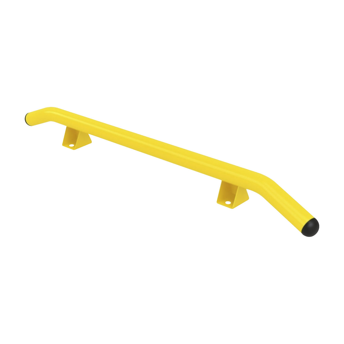 Wheel stopper, steel, LxH 2000 x 115 mm, Ø 76 mm, yellow, zinc plated.