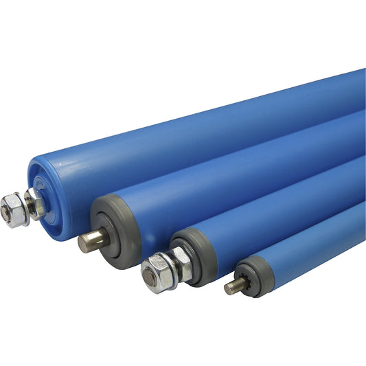 Plastic roller, axle Ø 8 mm, casing length 400 mm, roller Ø 30 mm.