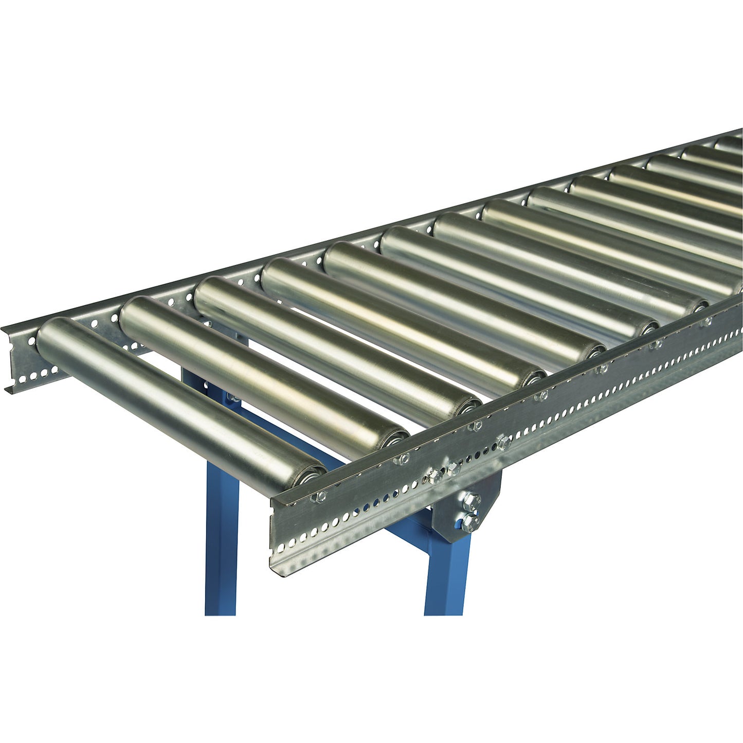 Lightweight roller conveyor, zinc-plated steel rollers, track width 500 mm, axle spacing 75 mm, length 2000 mm.