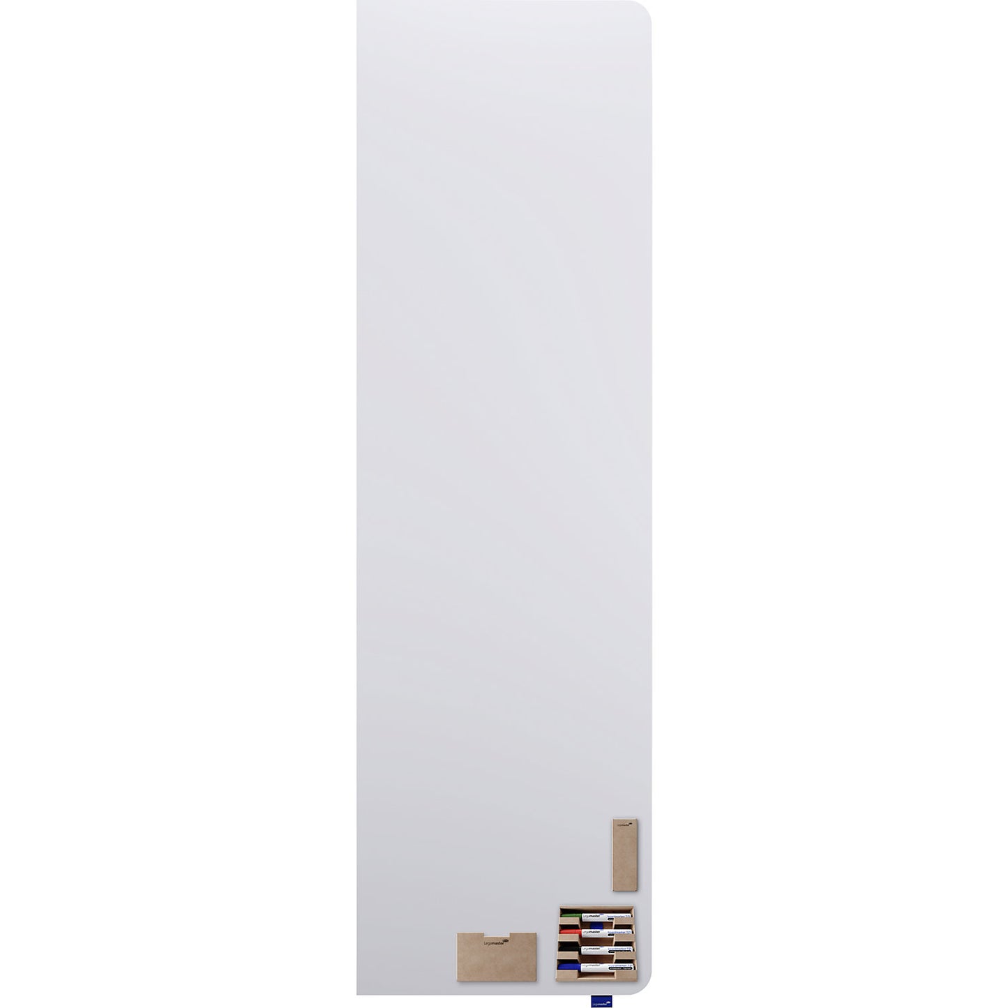 WALL-up whiteboard, enamelled, white, WxH 600 x 2000 mm, rounded corners on the right.