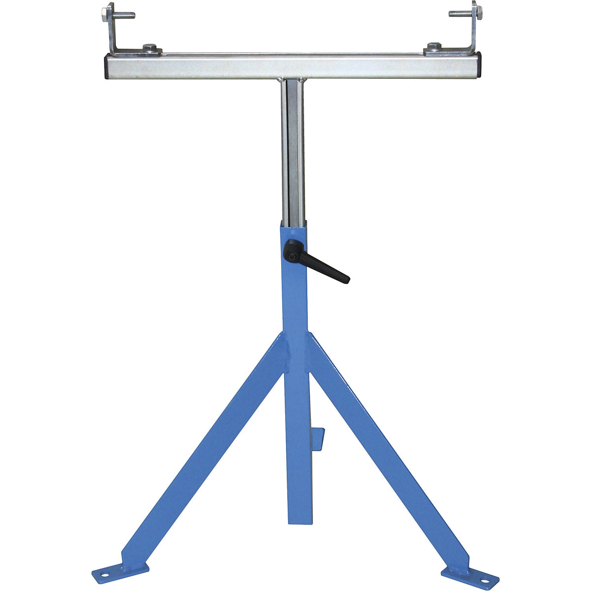Tripod support, for light-duty roller conveyors, blue, track W 600 mm, H 680 - 1100 mm.