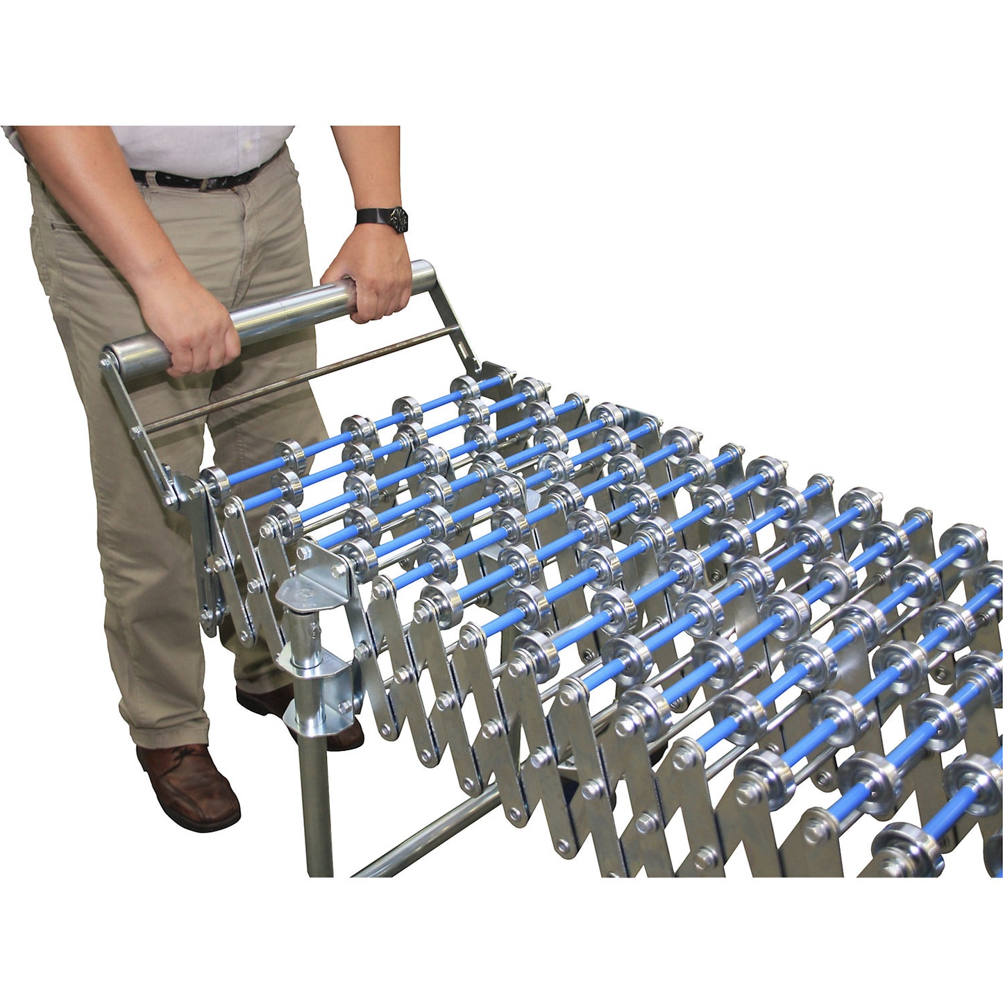 Pull-out stop, for flexible roller conveyor, folding, track W 400 mm.