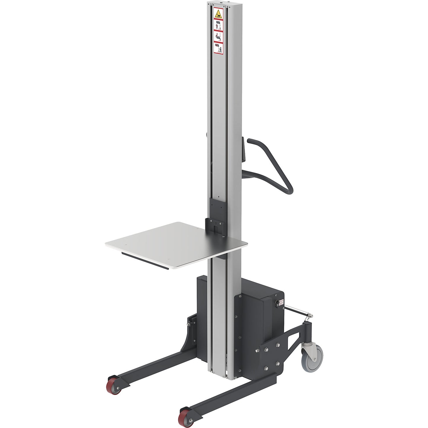 Minilift, steel platform 500 x 500 mm, lifting range 1600 mm, lifting range 1560 mm, max. load 205 kg.