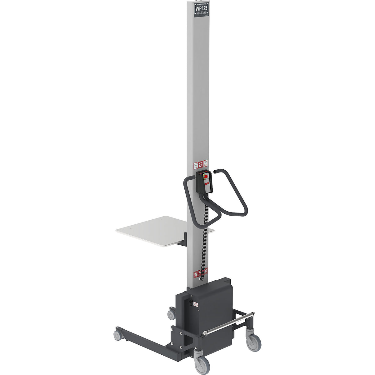 Minilift, steel platform 500 x 500 mm, lifting range 2050 mm, max. load 110 kg.