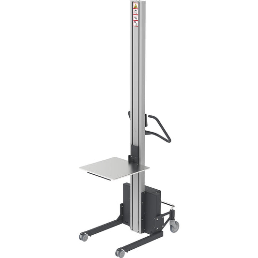 Minilift, steel platform 500 x 500 mm, lifting range 1600 mm, lifting range 2050 mm, max. load 110 kg.