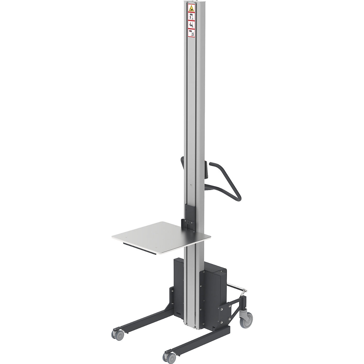 Minilift, steel platform 500 x 500 mm, lifting range 2050 mm, max. load 110 kg.