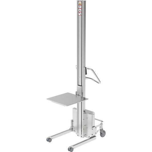 Minilift, stainless steel platform 500 x 500 mm, lifting range 2050 mm, max. load 110 kg.