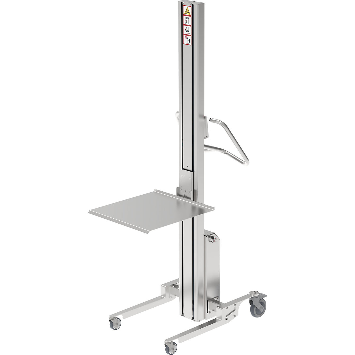 Minilift, stainless steel platform 500 x 500 mm, lifting range 1600 mm, max. load 60 kg.