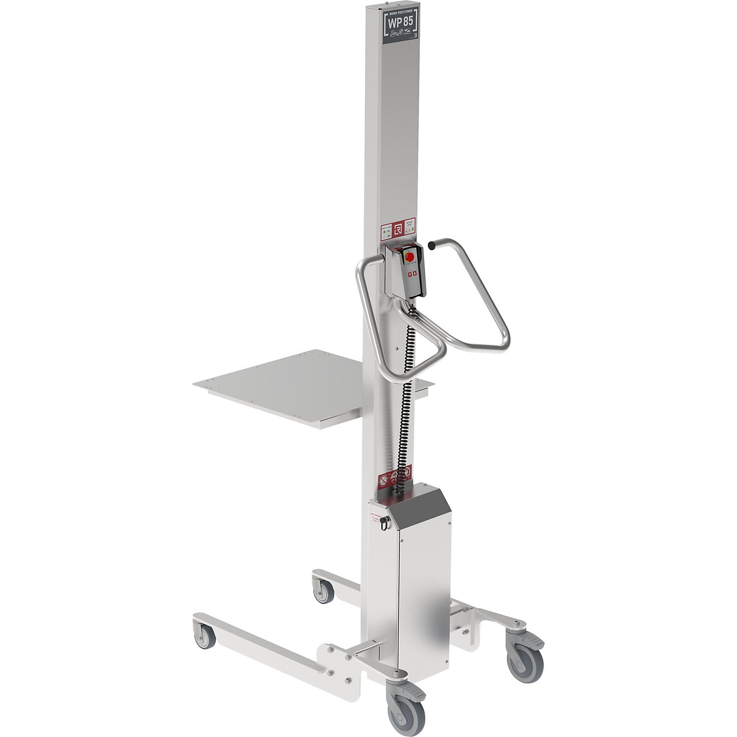 Minilift, stainless steel platform 500 x 500 mm, lifting range 1600 mm, max. load 85 kg.
