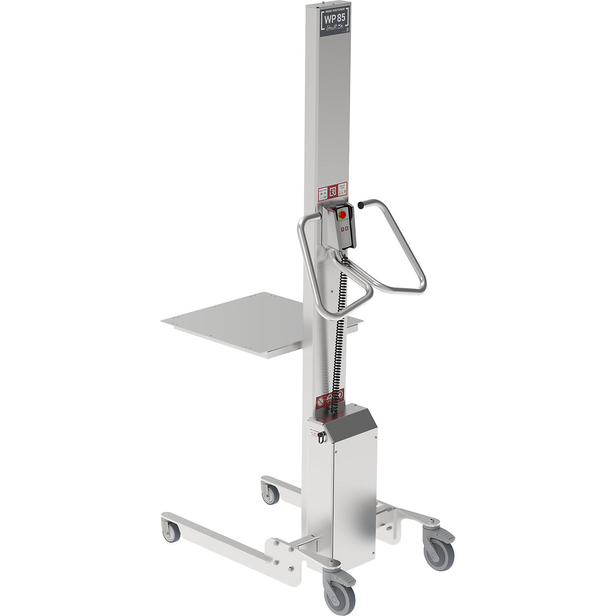 Minilift, stainless steel platform 500 x 500 mm, lifting range 1600 mm, max. load 85 kg.