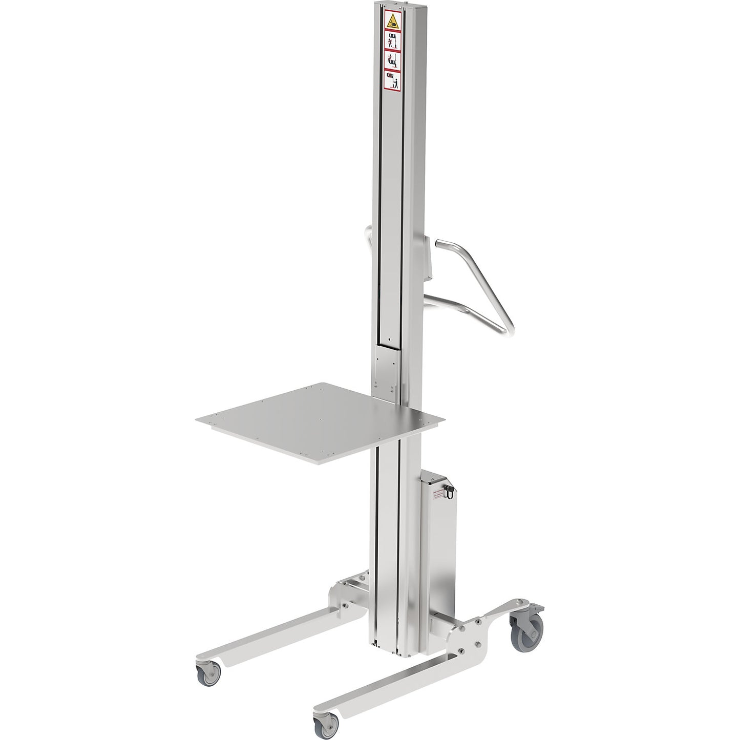 Minilift, stainless steel platform 500 x 500 mm, lifting range 1600 mm, max. load 85 kg.
