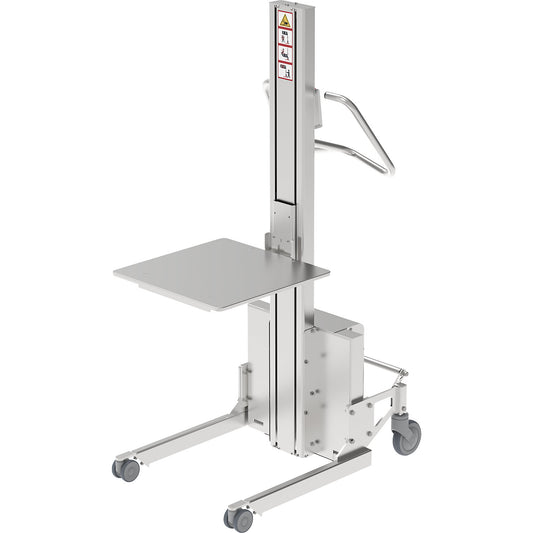 Minilift, stainless steel platform 500 x 500 mm, lifting range 1220 mm, max. load 125 kg.