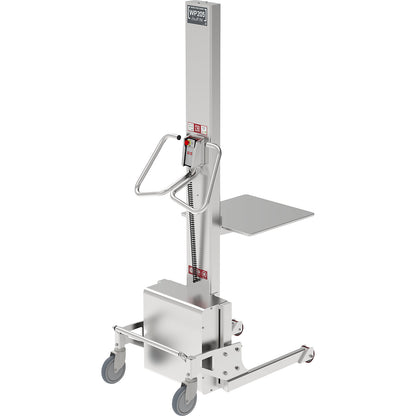 Minilift, stainless steel platform 500 x 500 mm, lifting range 1560 mm, max. load 205 kg.