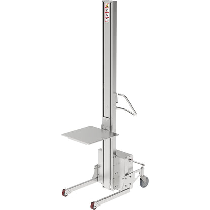 Minilift, stainless steel platform 500 x 500 mm, lifting range 2000 mm, max. load 180 kg.