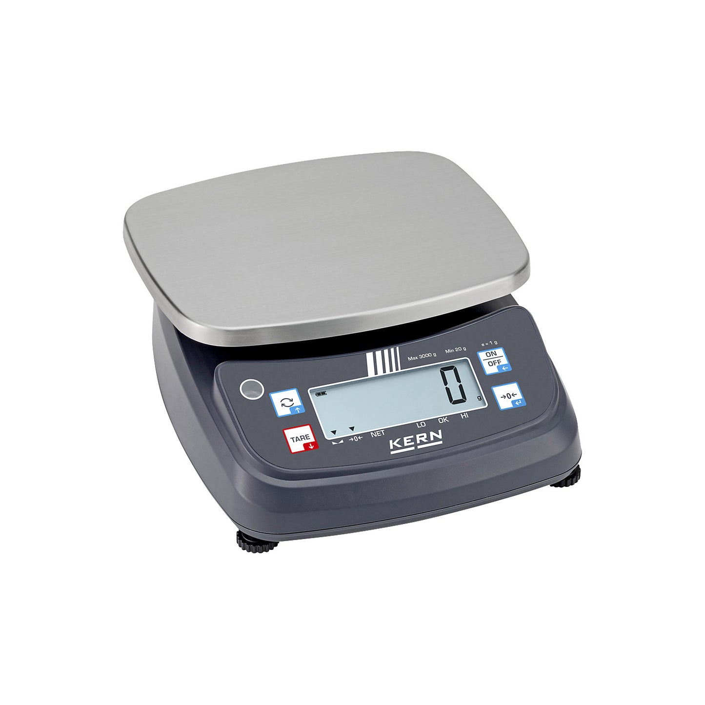 Bench scale, weighing plate 230 x 190 mm, weighing range 0,001 - 3 kg.