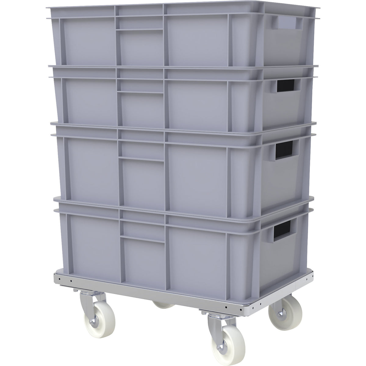 Steel wheeled base, LxW 600 x 400 mm, polypropylene wheels.